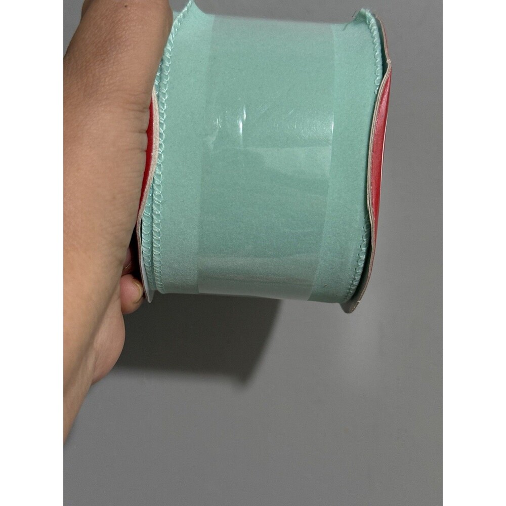 Lot 4 -Ribbon It Wired Edge Ribbon 2.5" Wide x 30 Feet  turquoise, Velvet - Picture 5 of 9